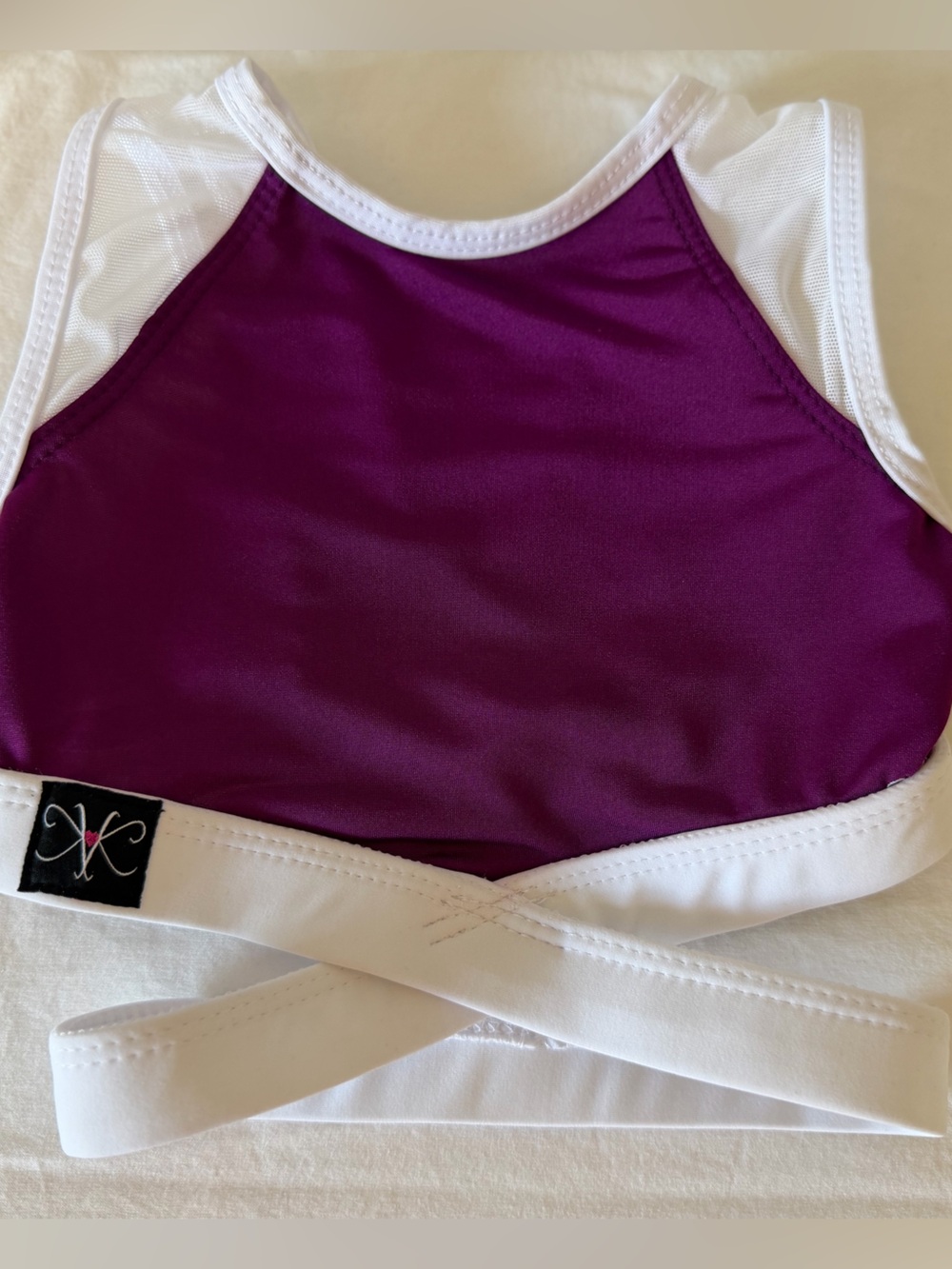 Dance Top - Plum and White Criss Cross Bra Top